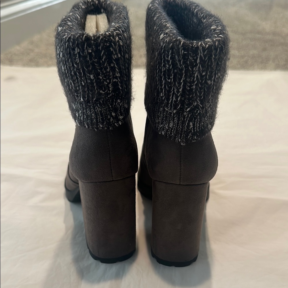 Sam Edelman Stylish Gray Ankle Boots with Knit Cuff 7.5 - Picture 4 of 6